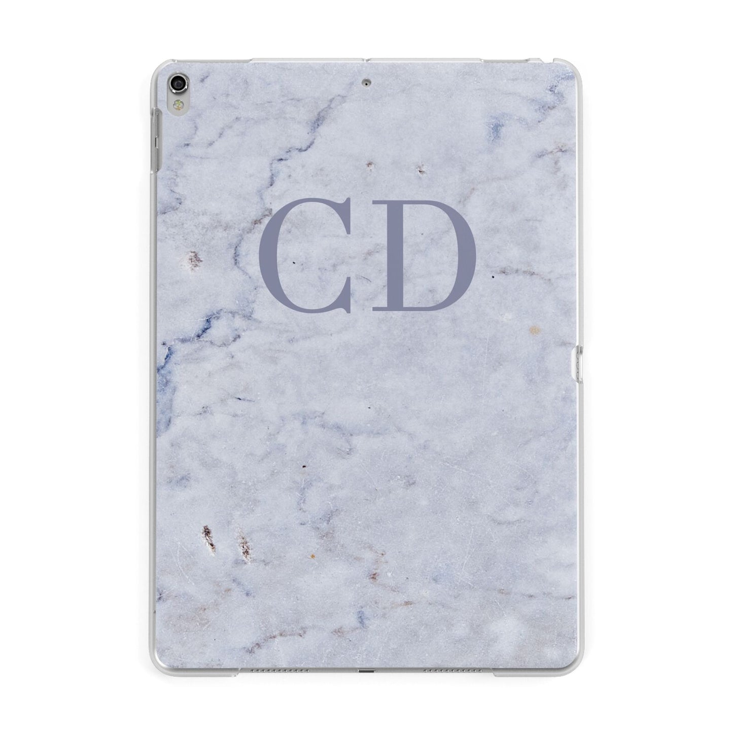 Grey Marble Grey Initials Apple iPad Silver Case