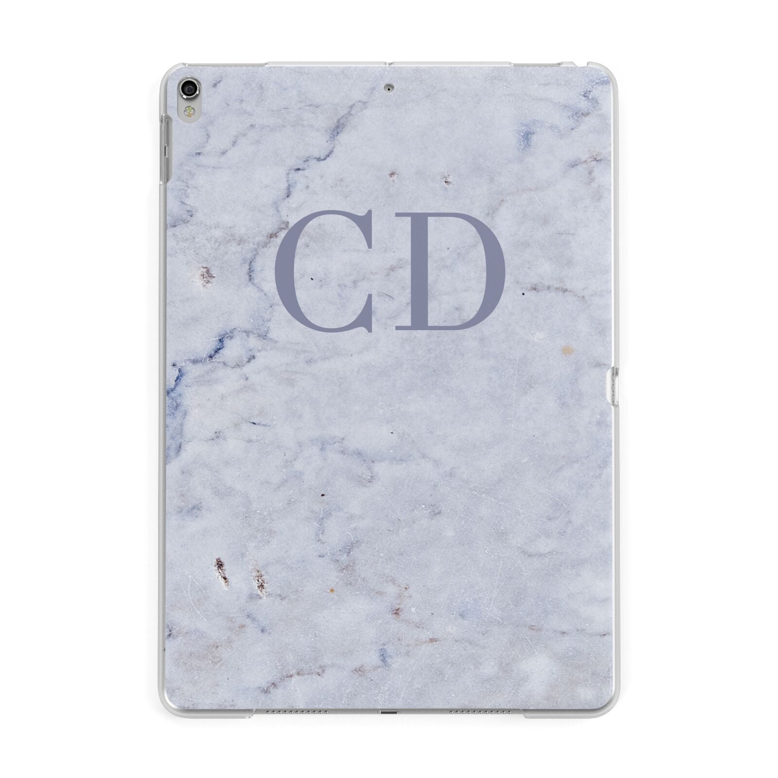 Grey Marble Grey Initials Apple iPad Silver Case