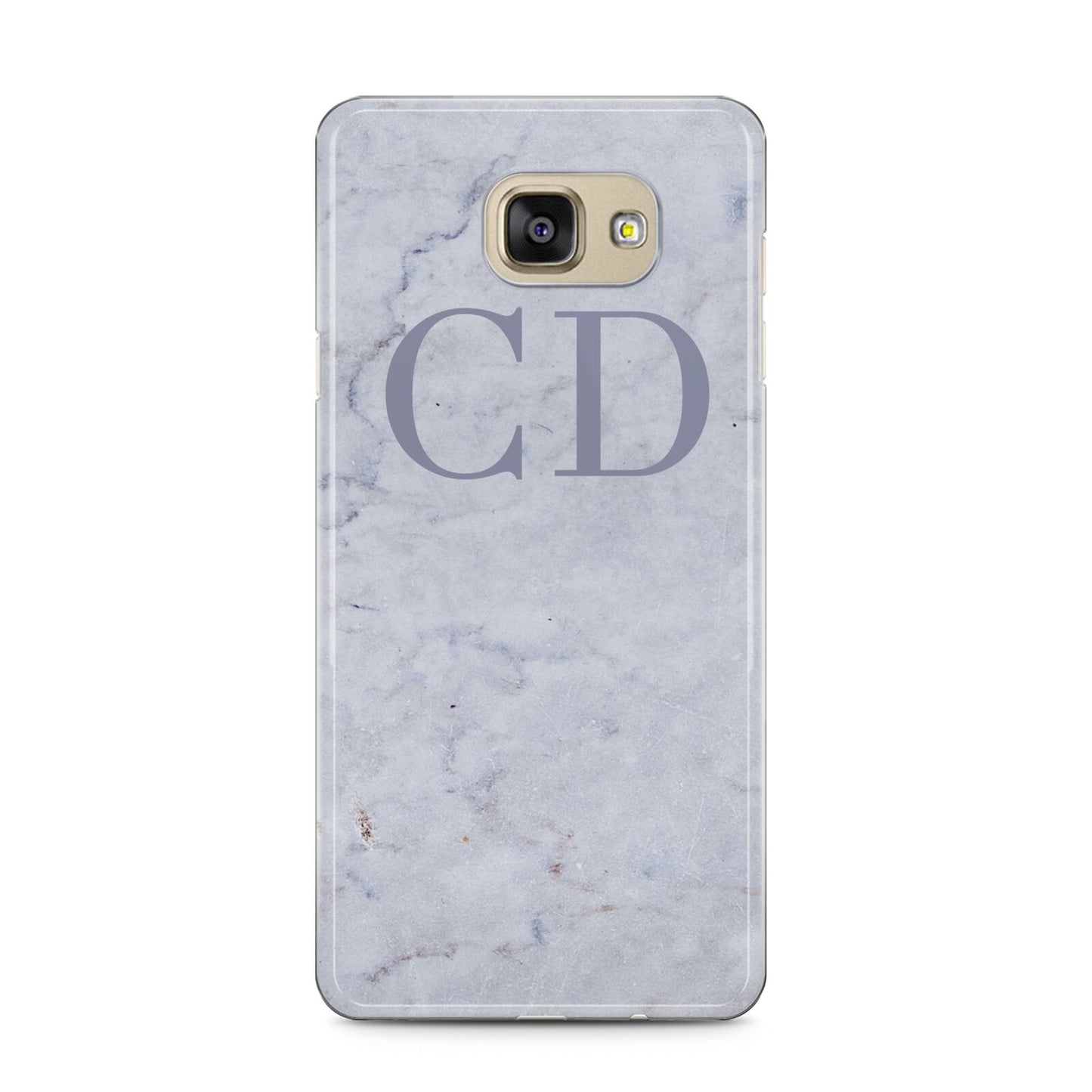 Grey Marble Grey Initials Samsung Galaxy A5 2016 Case on gold phone