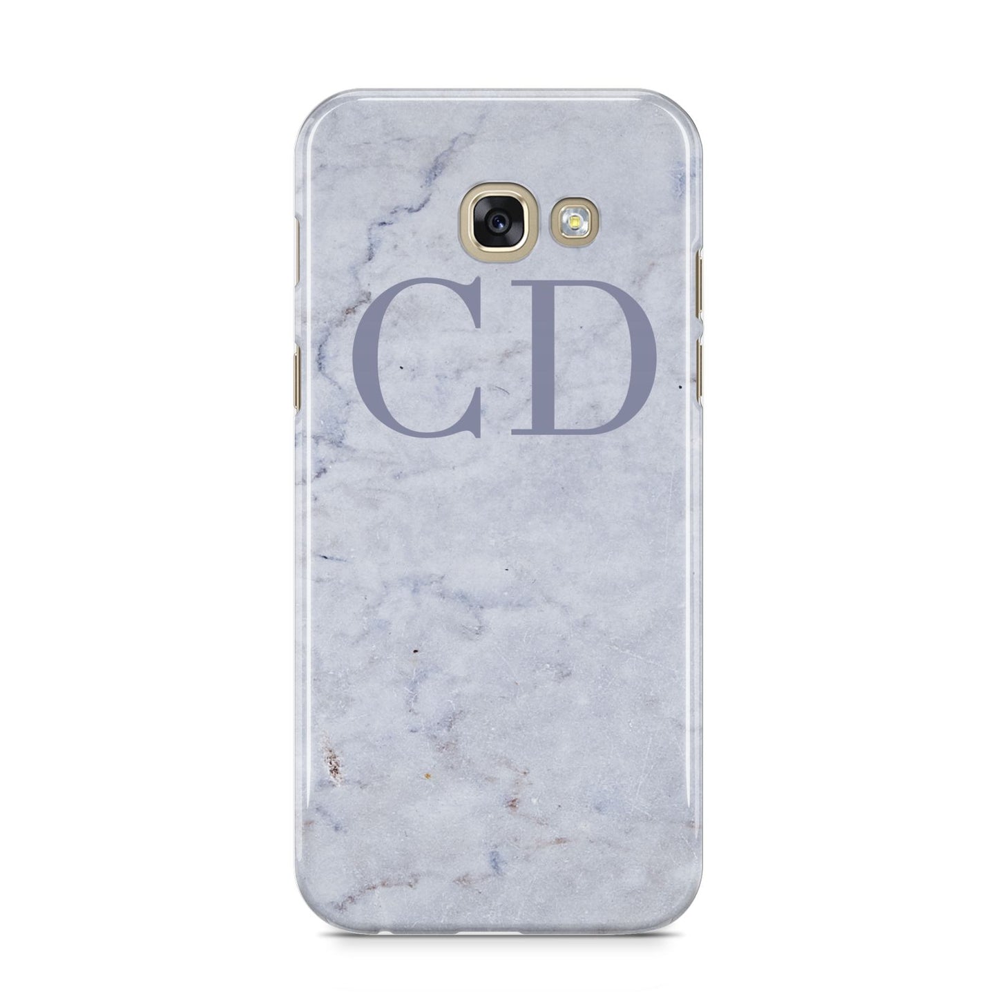 Grey Marble Grey Initials Samsung Galaxy A5 2017 Case on gold phone