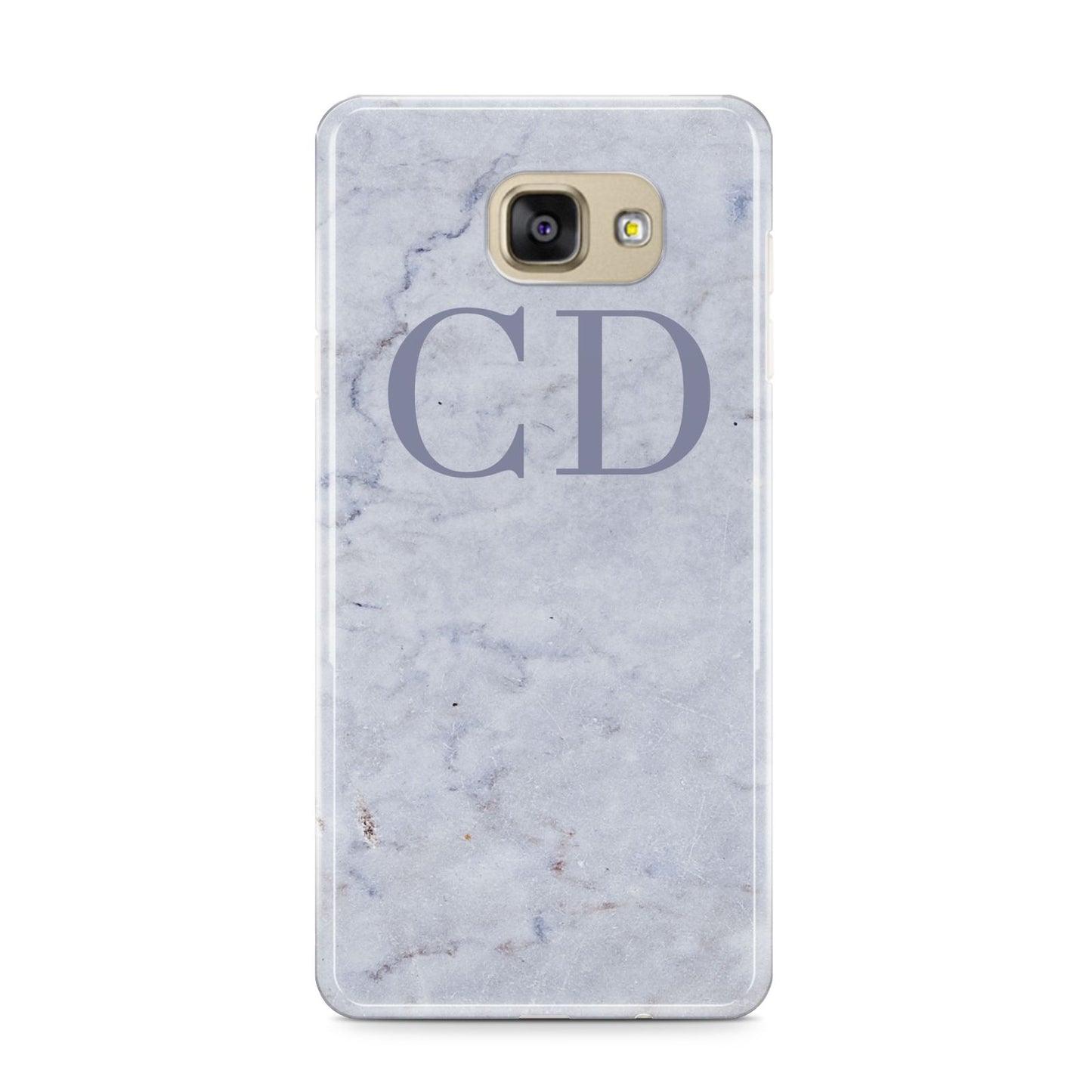 Grey Marble Grey Initials Samsung Galaxy A9 2016 Case on gold phone