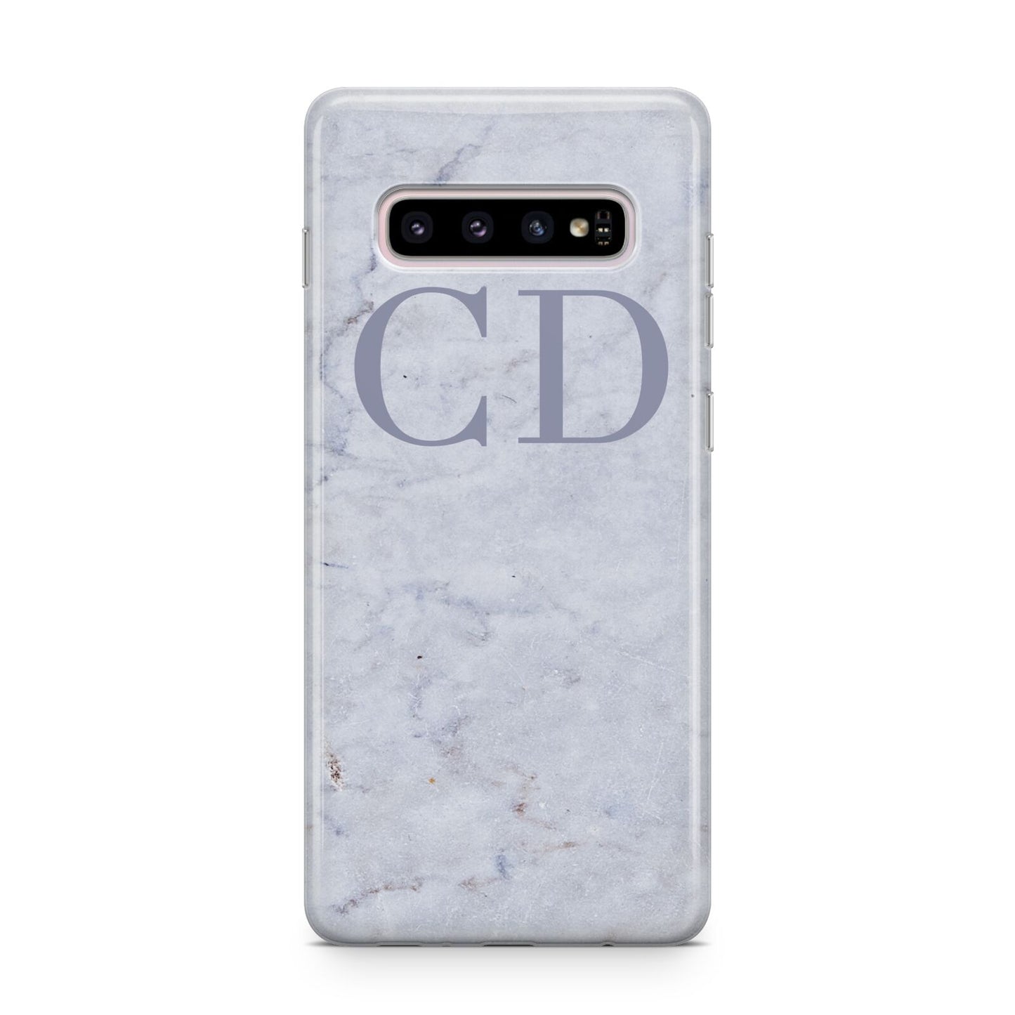 Grey Marble Grey Initials Samsung Galaxy S10 Plus Case