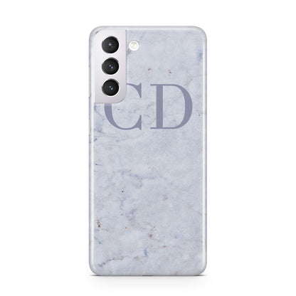 Grey Marble Grey Initials Samsung S21 Case