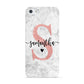 Grey Marble Personalised Pink Glitter Initial Apple iPhone 5 Case