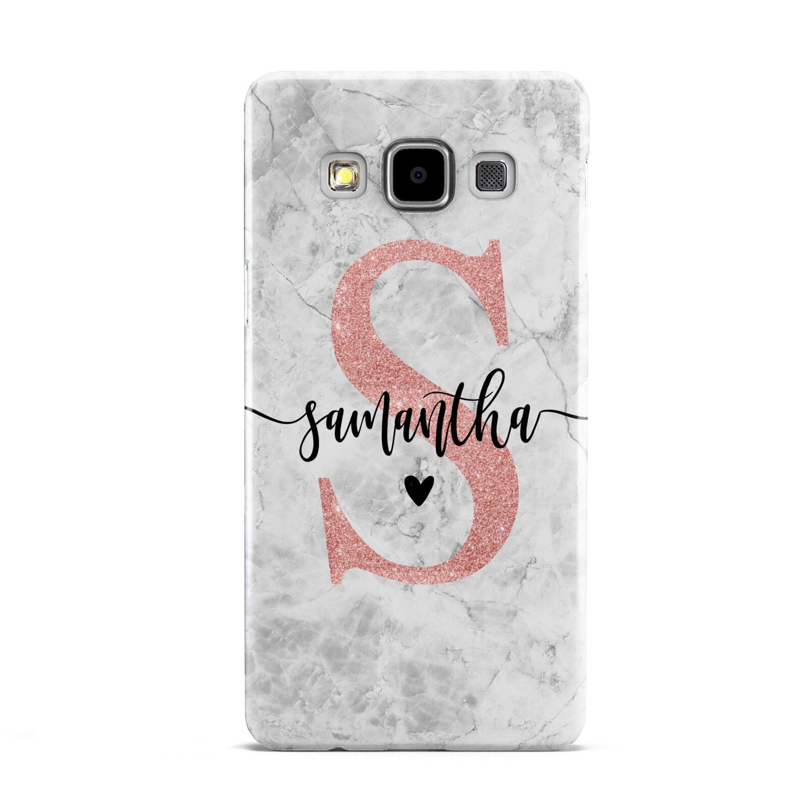 Grey Marble Personalised Pink Glitter Initial Samsung Galaxy A5 Case