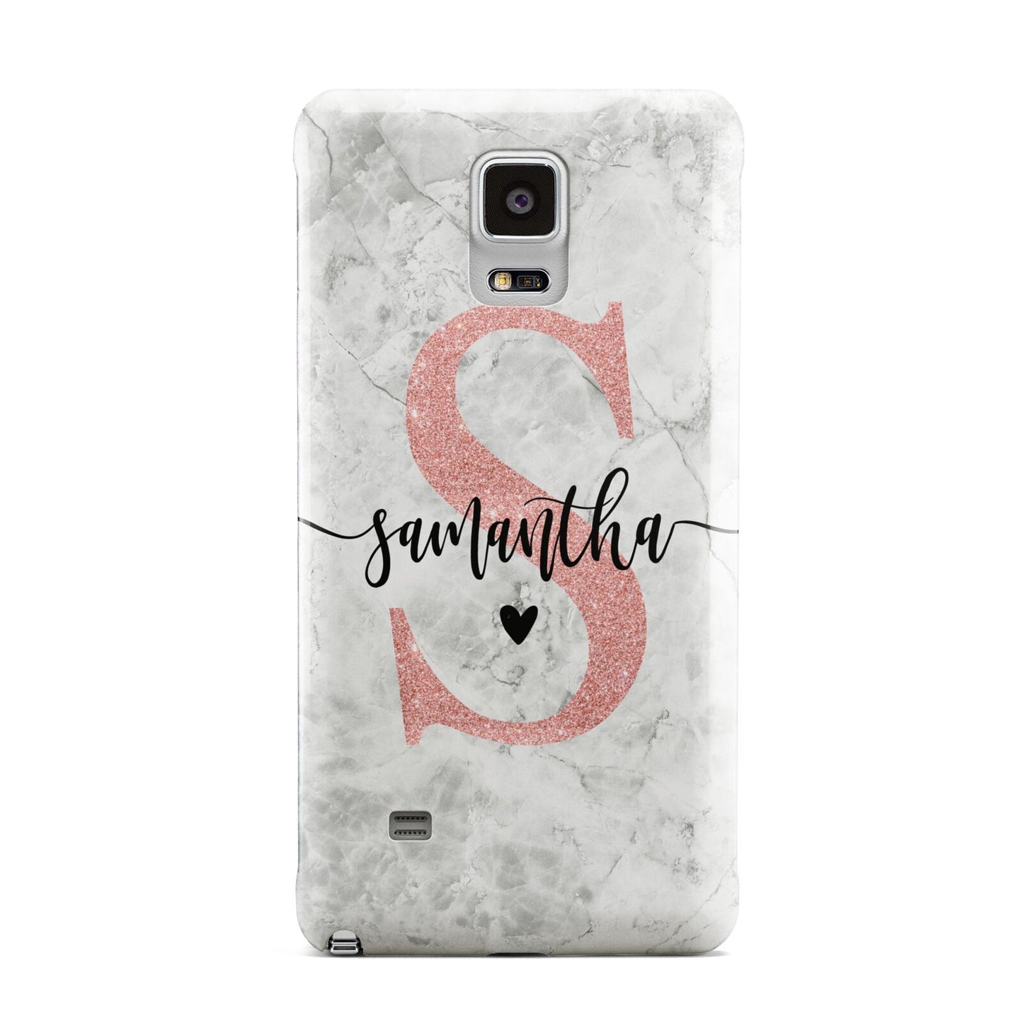 Grey Marble Personalised Pink Glitter Initial Samsung Galaxy Note 4 Case