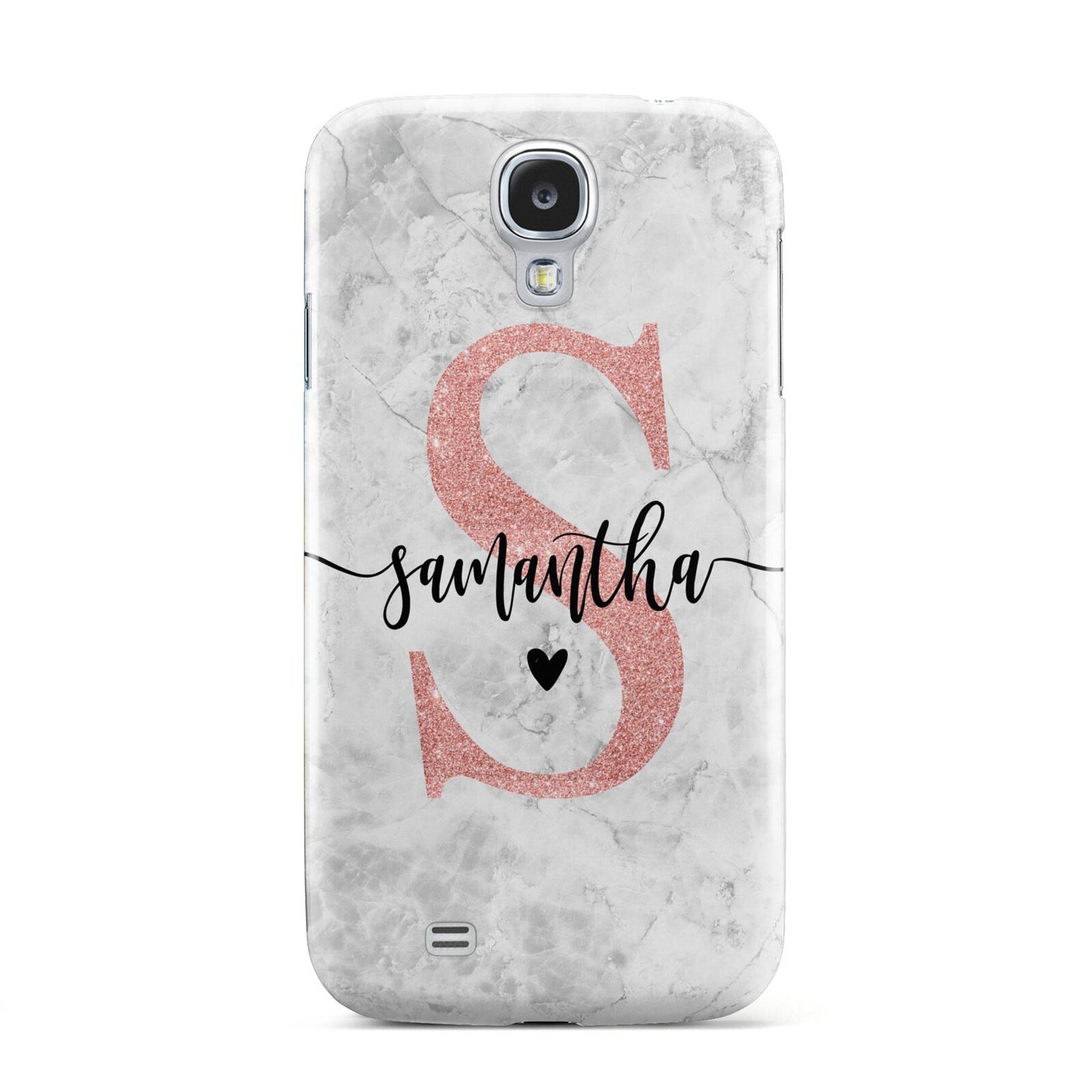 Grey Marble Personalised Pink Glitter Initial Samsung Galaxy S4 Case