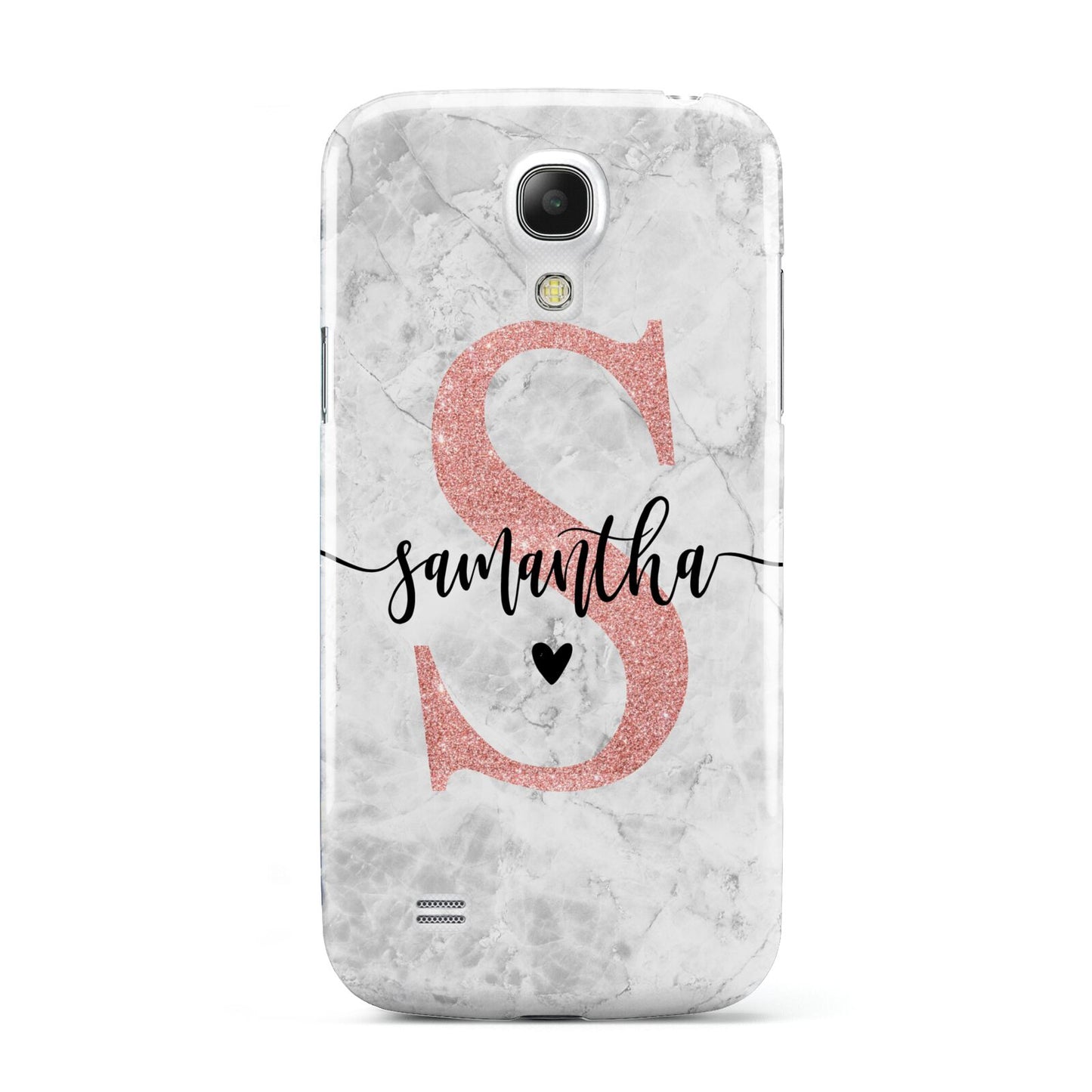 Grey Marble Personalised Pink Glitter Initial Samsung Galaxy S4 Mini Case