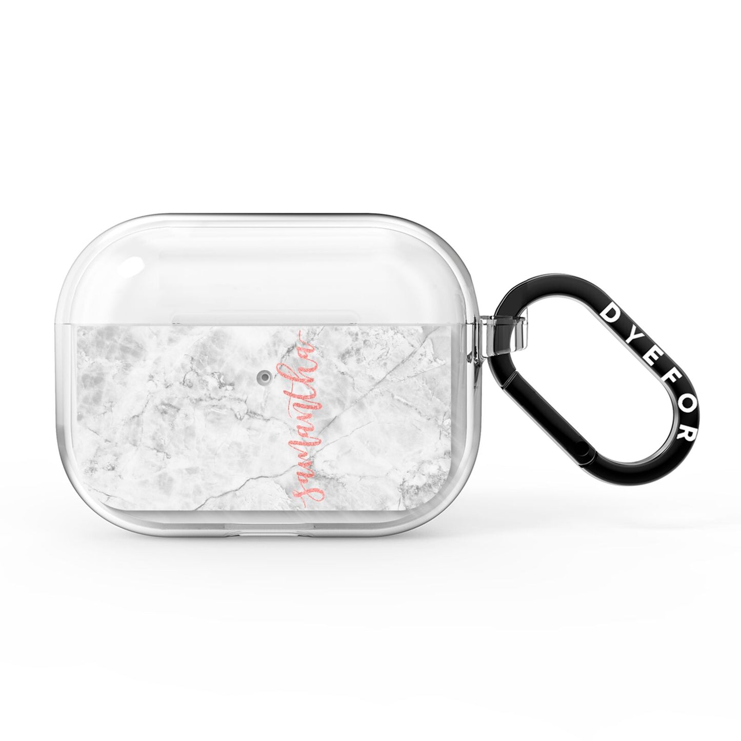 Grey Marble Personalised Vertical Glitter Name AirPods Pro Clear Case