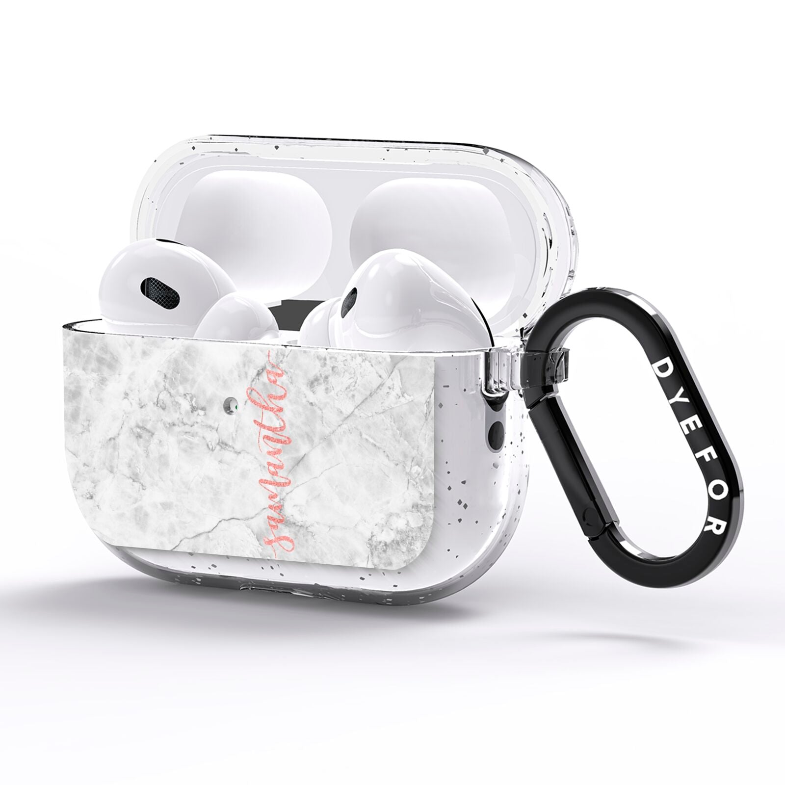 Grey Marble Personalised Vertical Glitter Name AirPods Pro Glitter Case Side Image