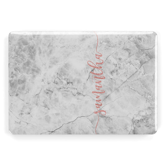 Grey Marble Personalised Vertical Glitter Name Apple MacBook Case