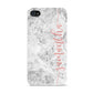 Grey Marble Personalised Vertical Glitter Name Apple iPhone 4s Case