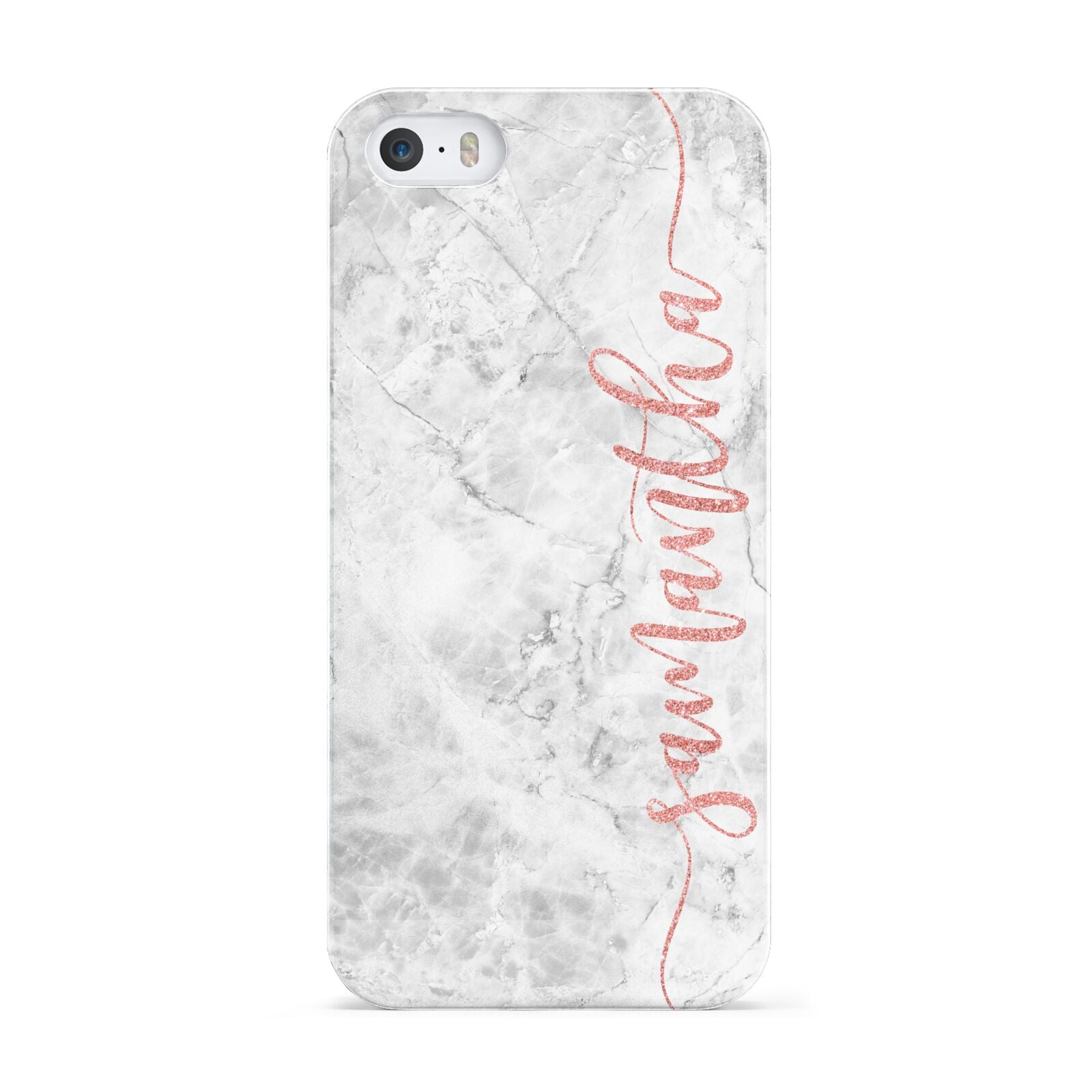Grey Marble Personalised Vertical Glitter Name Apple iPhone 5 Case