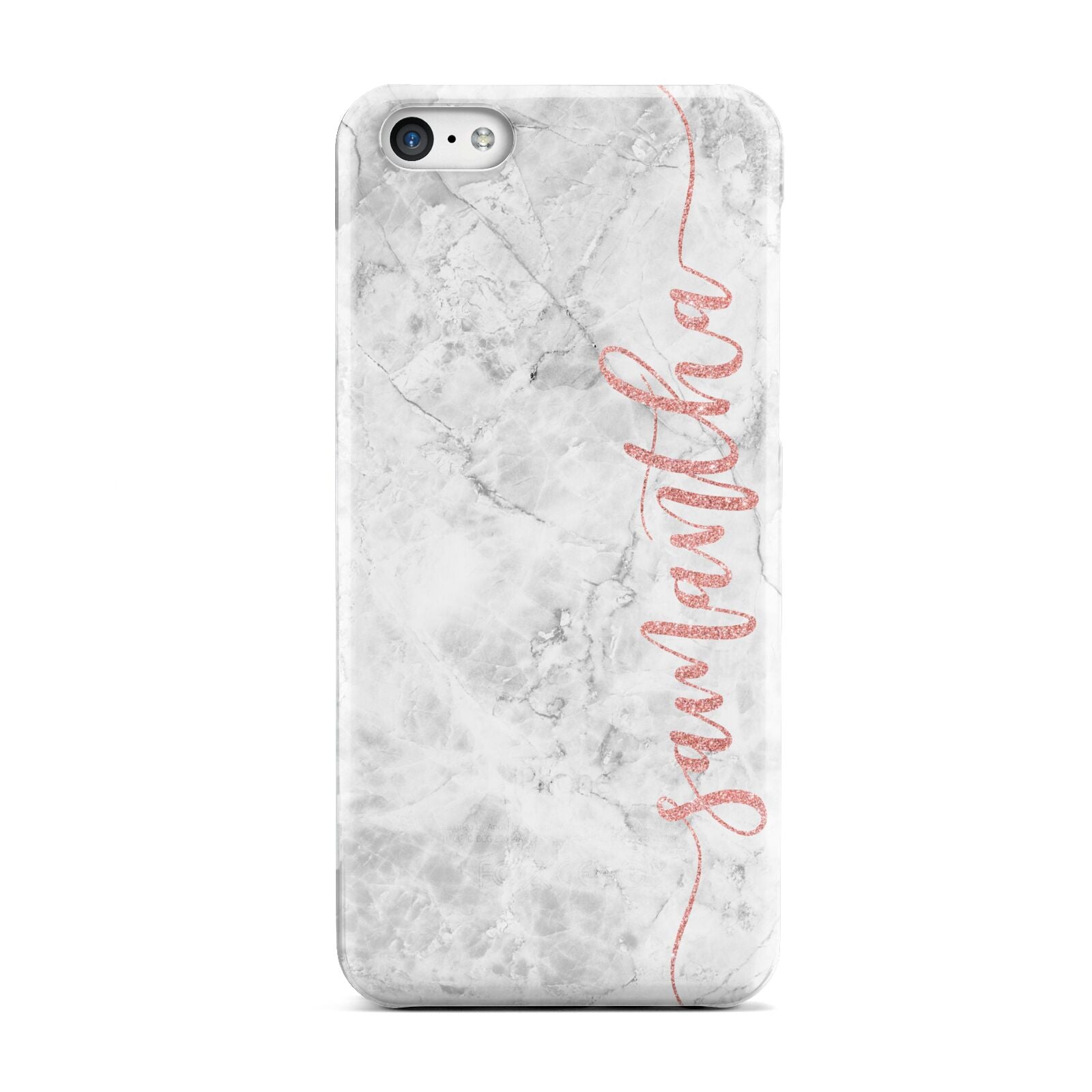 Grey Marble Personalised Vertical Glitter Name Apple iPhone 5c Case
