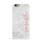 Grey Marble Personalised Vertical Glitter Name Apple iPhone 6 3D Snap Case