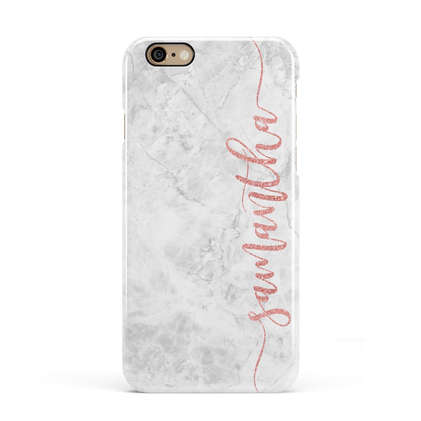 Grey Marble Personalised Vertical Glitter Name Apple iPhone 6 3D Snap Case