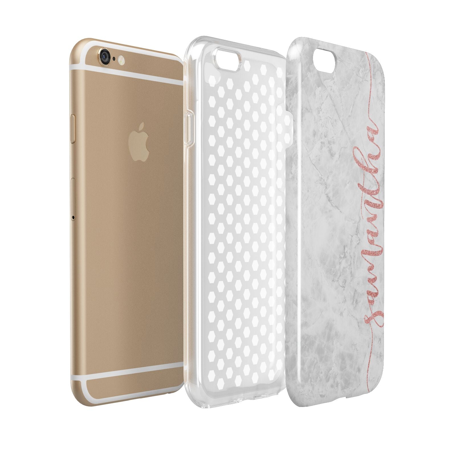 Grey Marble Personalised Vertical Glitter Name Apple iPhone 6 3D Tough Case Expanded view