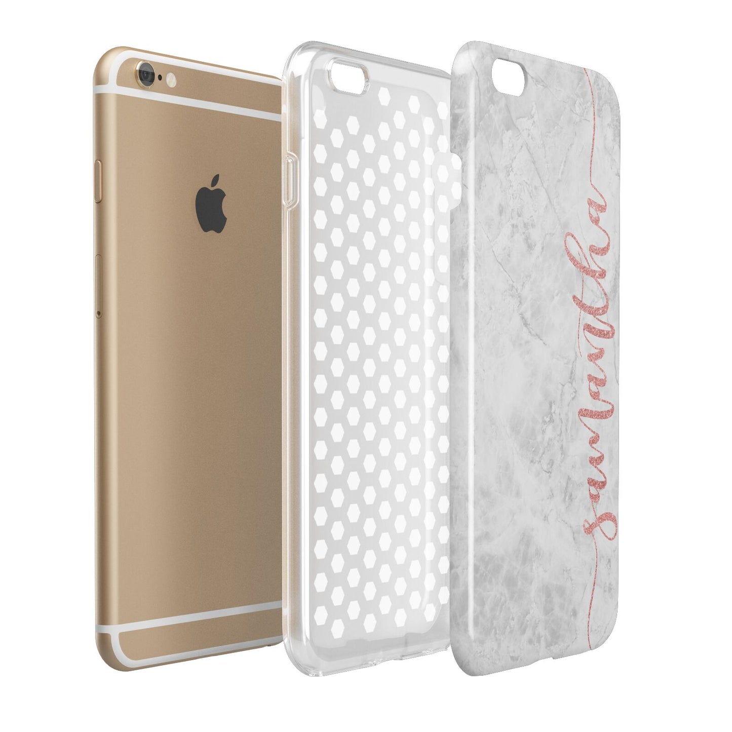Grey Marble Personalised Vertical Glitter Name Apple iPhone 6 Plus 3D Tough Case