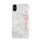 Grey Marble Personalised Vertical Glitter Name Apple iPhone XS 3D Snap Case