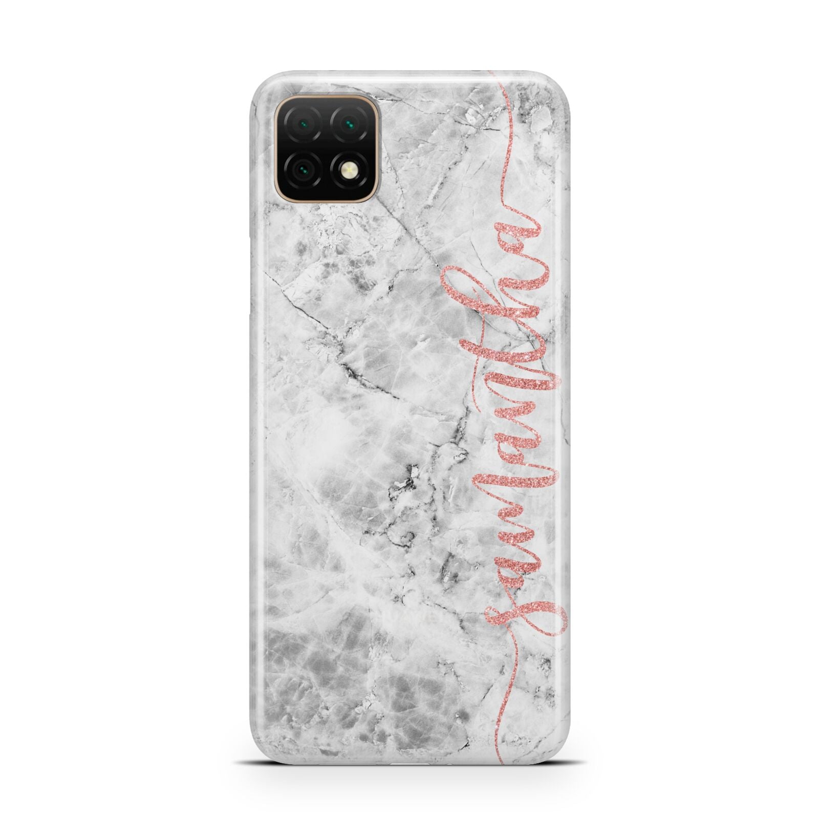 Grey Marble Personalised Vertical Glitter Name Huawei Enjoy 20 Phone Case