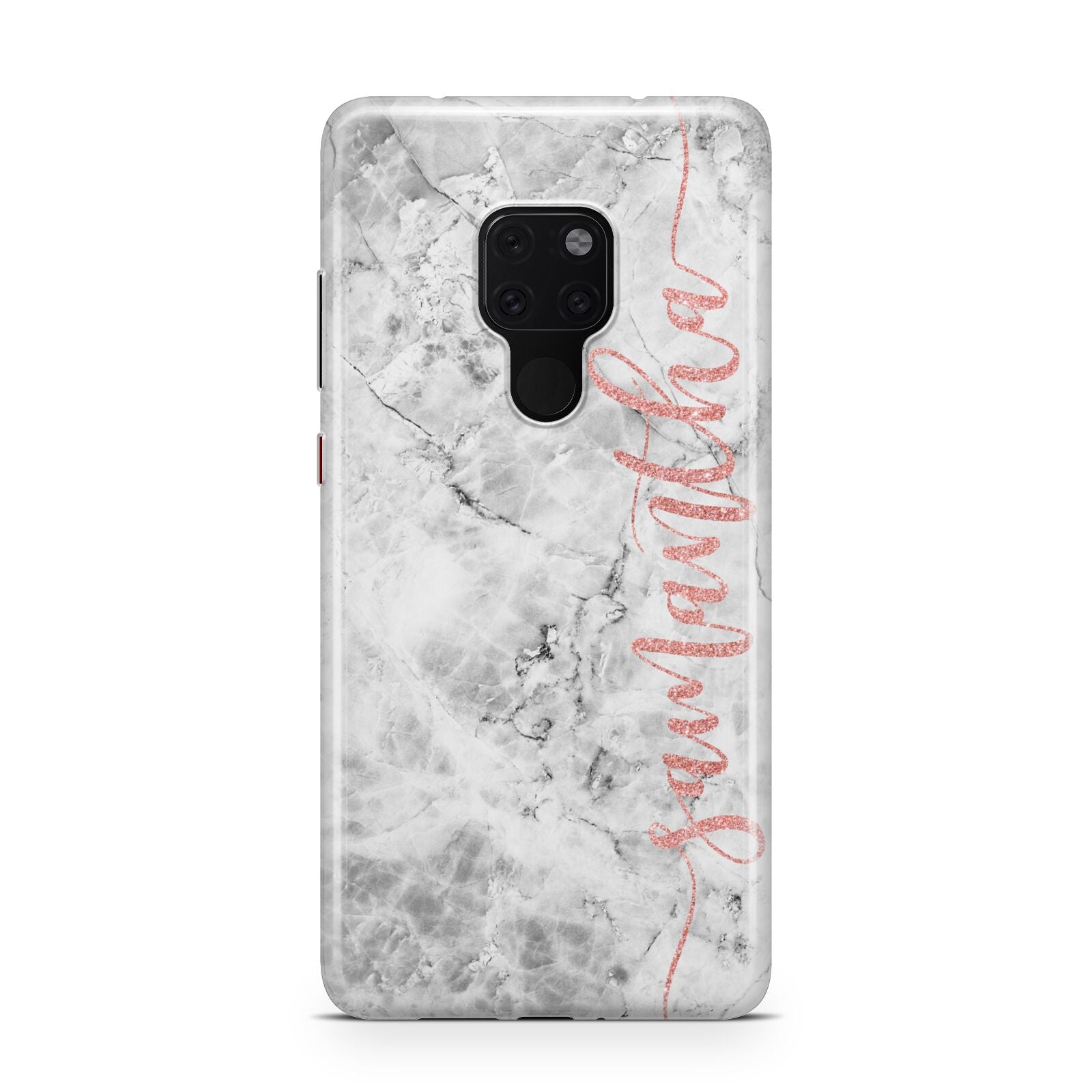 Grey Marble Personalised Vertical Glitter Name Huawei Mate 20 Phone Case