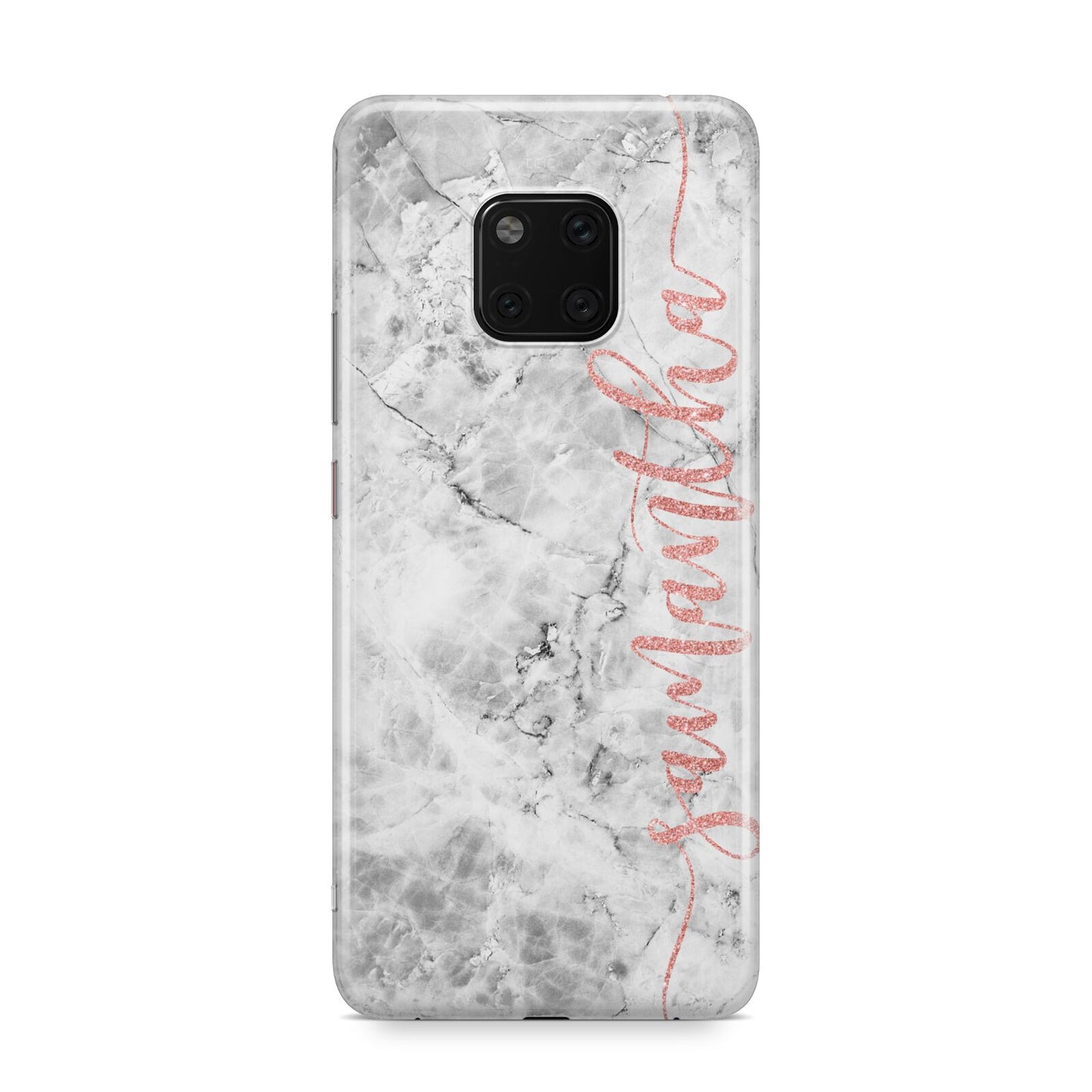 Grey Marble Personalised Vertical Glitter Name Huawei Mate 20 Pro Phone Case