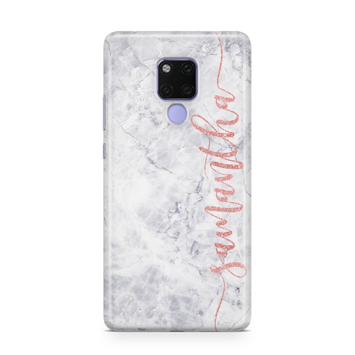 Grey Marble Personalised Vertical Glitter Name Huawei Mate 20X Phone Case