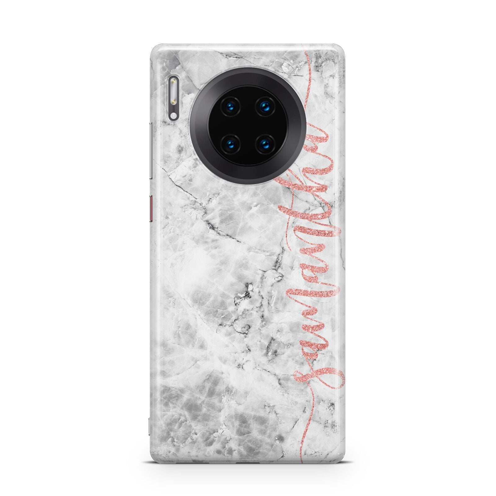 Grey Marble Personalised Vertical Glitter Name Huawei Mate 30 Pro Phone Case