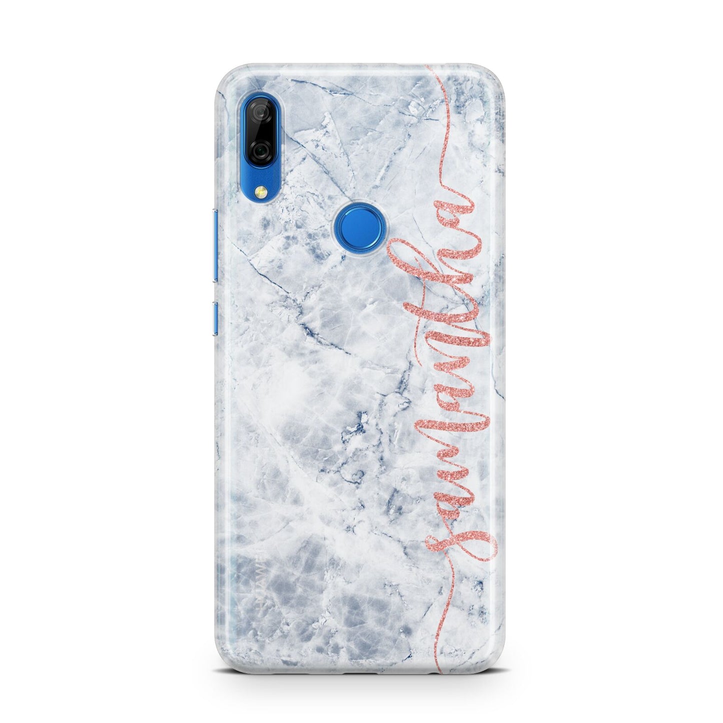 Grey Marble Personalised Vertical Glitter Name Huawei P Smart Z