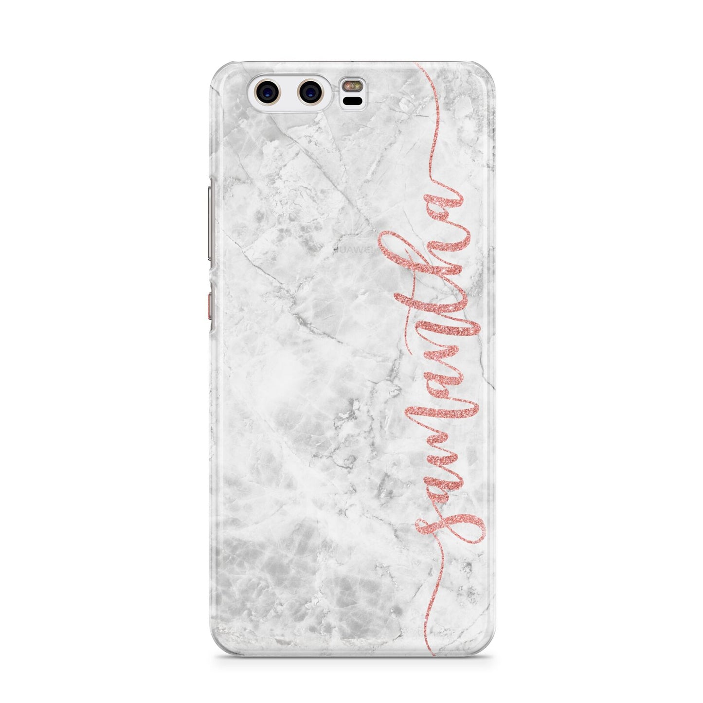 Grey Marble Personalised Vertical Glitter Name Huawei P10 Phone Case