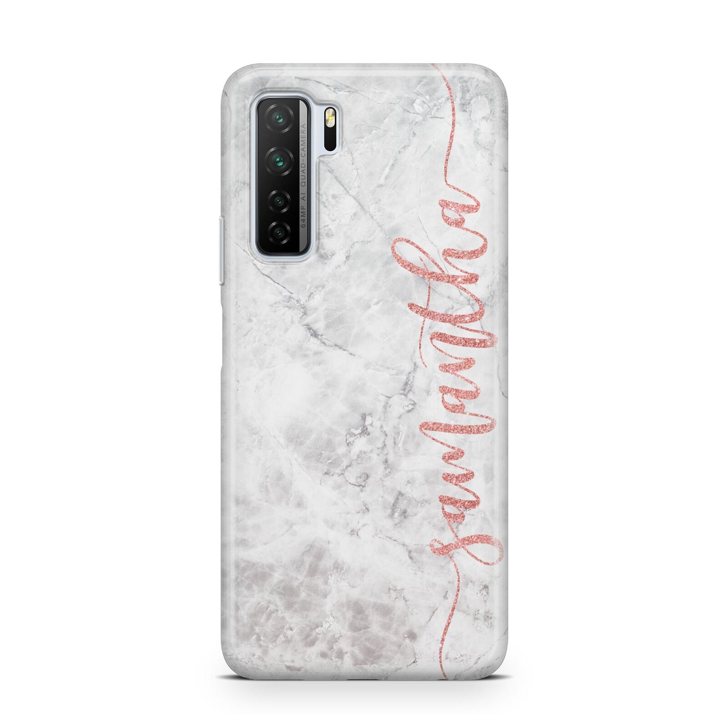 Grey Marble Personalised Vertical Glitter Name Huawei P40 Lite 5G Phone Case