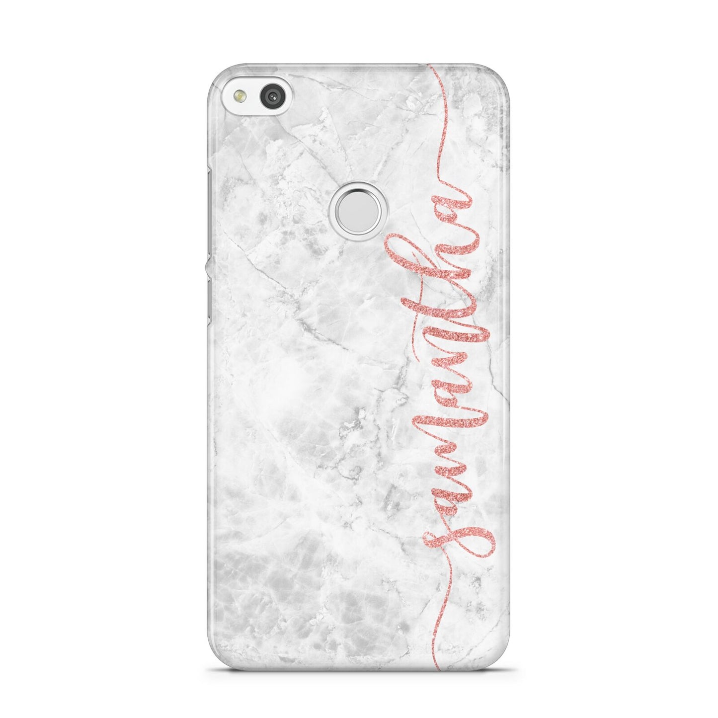 Grey Marble Personalised Vertical Glitter Name Huawei P8 Lite Case