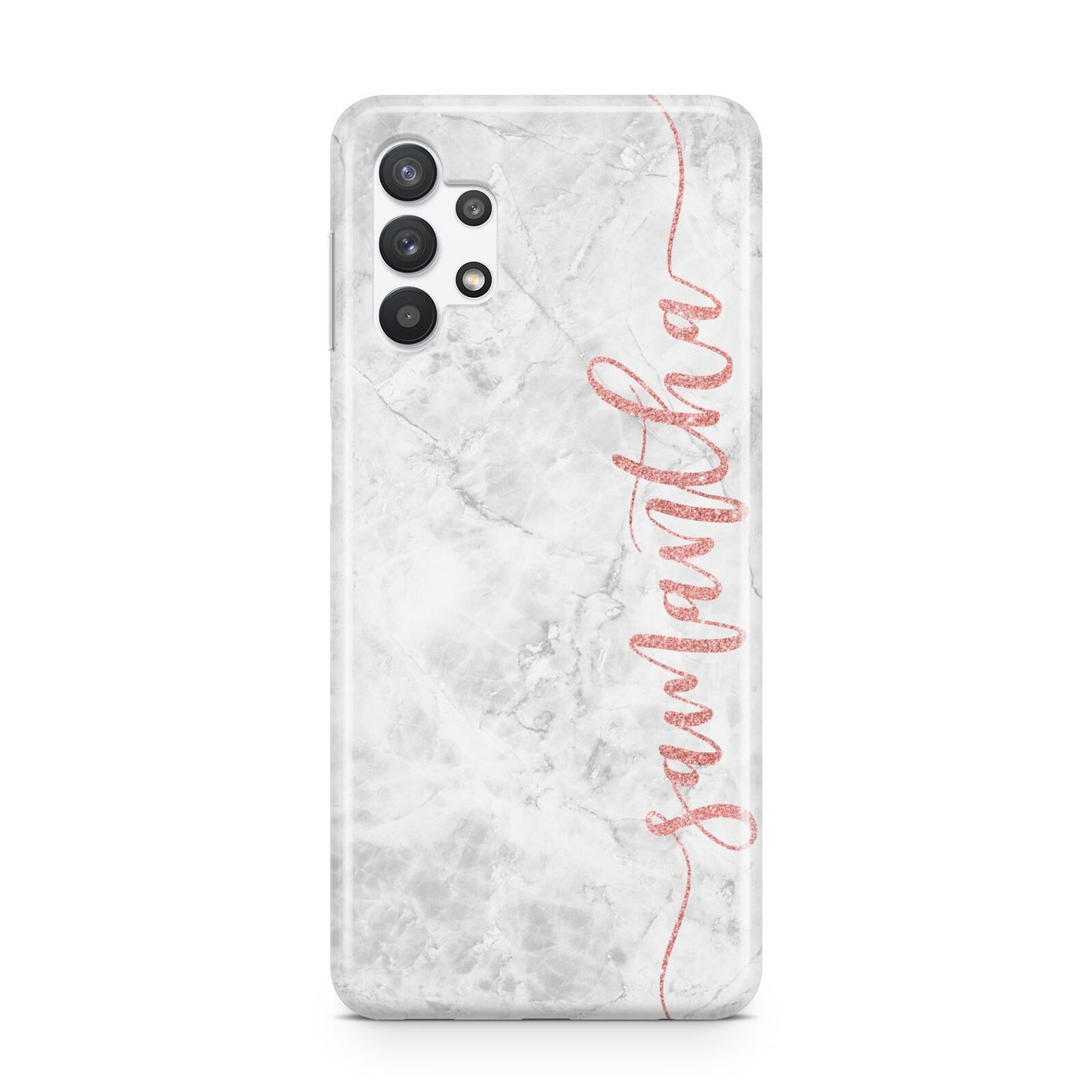 Grey Marble Personalised Vertical Glitter Name Samsung A32 5G Case