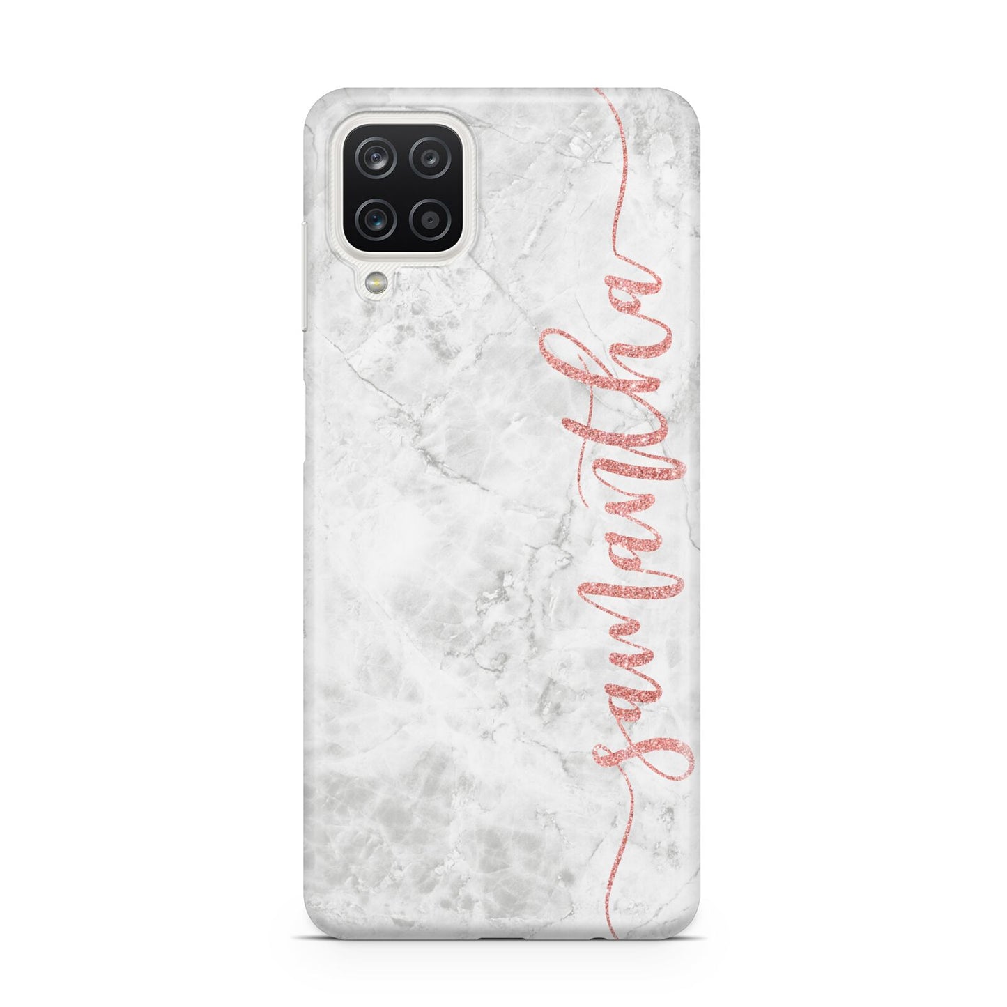 Grey Marble Personalised Vertical Glitter Name Samsung M12 Case