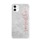 Grey Marble Personalised Vertical Glitter Name iPhone 11 3D Snap Case