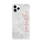Grey Marble Personalised Vertical Glitter Name iPhone 11 Pro 3D Snap Case