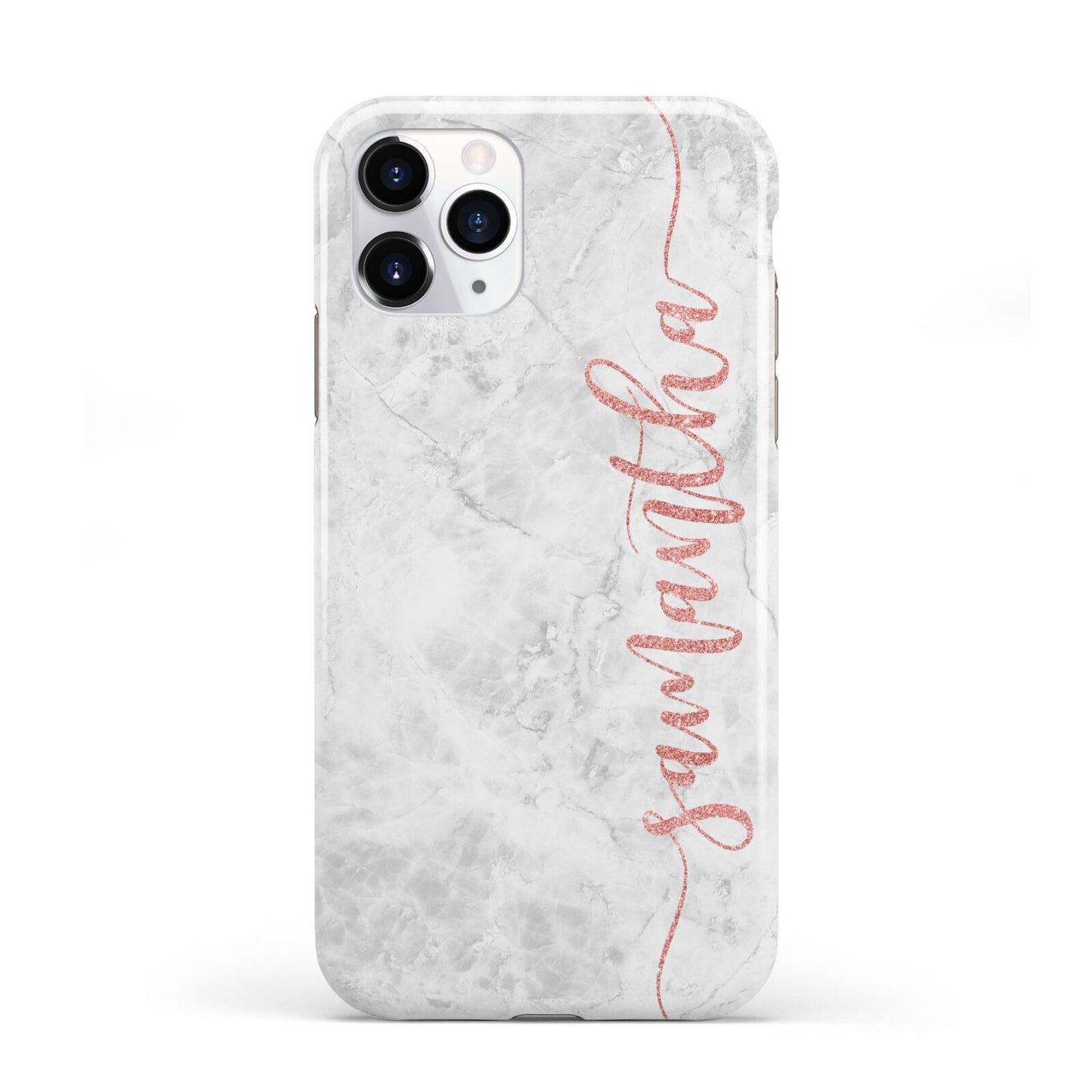 Grey Marble Personalised Vertical Glitter Name iPhone 11 Pro 3D Tough Case