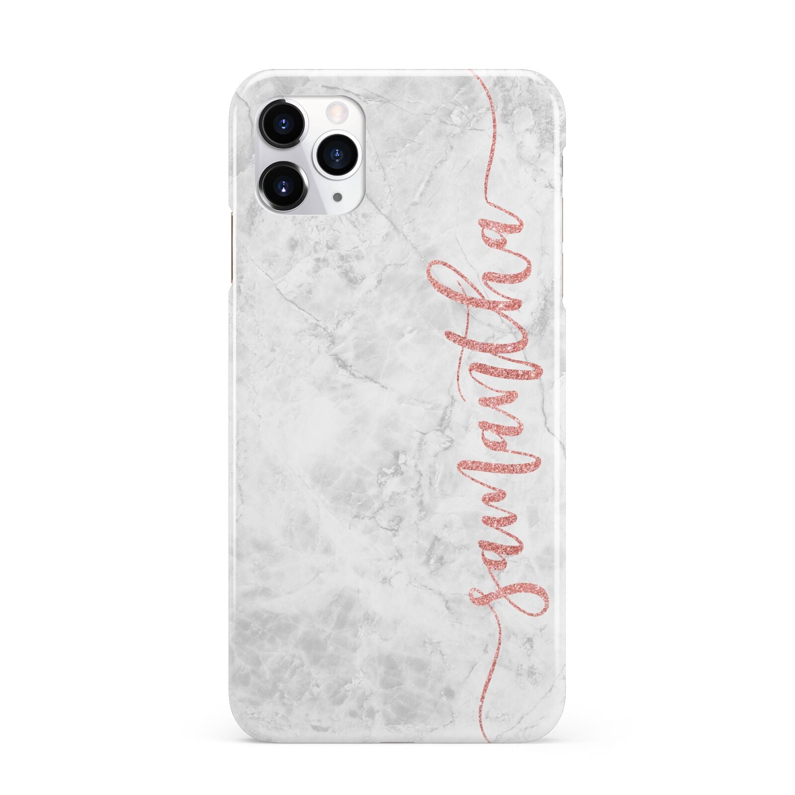 Grey Marble Personalised Vertical Glitter Name iPhone 11 Pro Max 3D Snap Case
