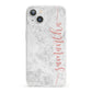 Grey Marble Personalised Vertical Glitter Name iPhone 13 Clear Bumper Case