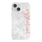Grey Marble Personalised Vertical Glitter Name iPhone 13 Mini Full Wrap 3D Snap Case