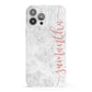 Grey Marble Personalised Vertical Glitter Name iPhone 13 Pro Max Full Wrap 3D Snap Case