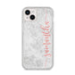 Grey Marble Personalised Vertical Glitter Name iPhone 14 Plus Glitter Tough Case Starlight