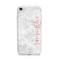 Grey Marble Personalised Vertical Glitter Name iPhone 7 Bumper Case on Silver iPhone