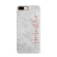 Grey Marble Personalised Vertical Glitter Name iPhone 8 Plus 3D Snap Case on Gold Phone
