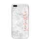 Grey Marble Personalised Vertical Glitter Name iPhone 8 Plus Bumper Case on Silver iPhone