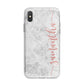 Grey Marble Personalised Vertical Glitter Name iPhone X Bumper Case on Silver iPhone Alternative Image 1