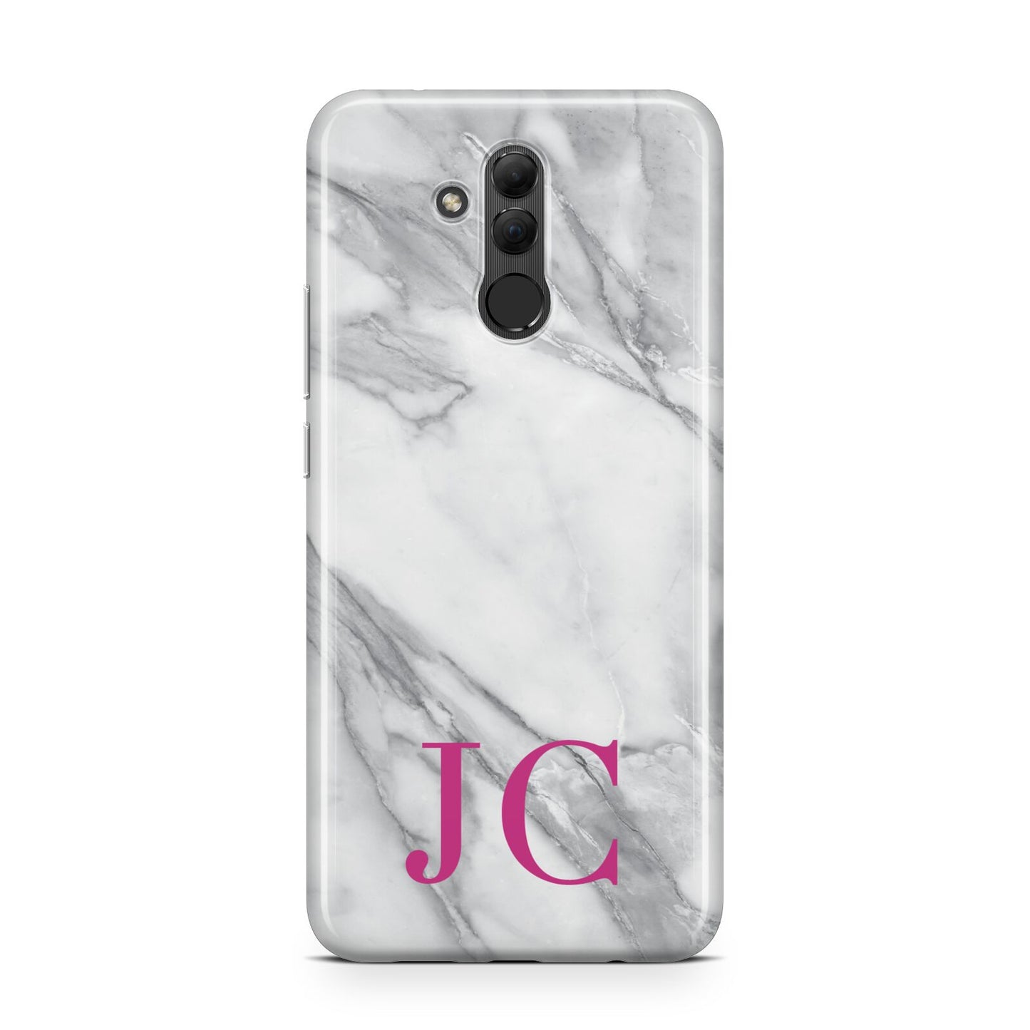 Grey Marble Pink Initials Huawei Mate 20 Lite