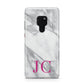 Grey Marble Pink Initials Huawei Mate 20 Phone Case