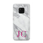 Grey Marble Pink Initials Huawei Mate 20 Pro Phone Case