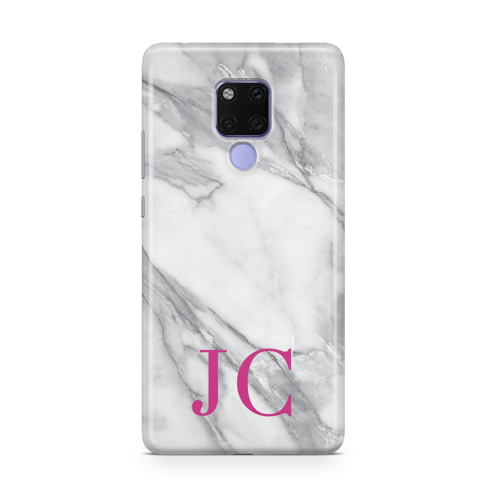 Grey Marble Pink Initials Huawei Mate 20X Phone Case